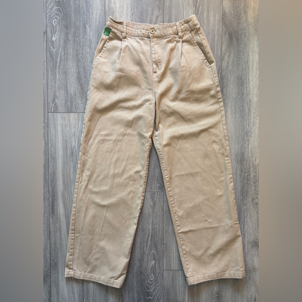 Empyre Tori Incense Wide Leg Twill Tan Khaki Skate Pants 100% Cotton Small